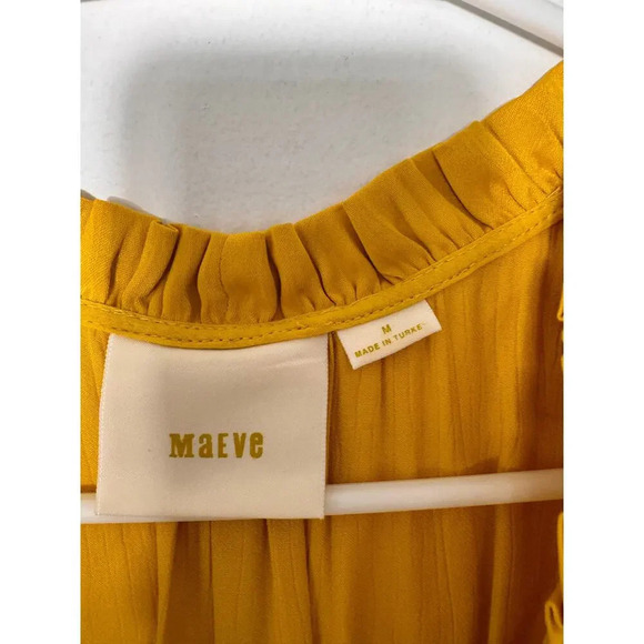 Maeve by Anthropologie Golden Yellow Women Dress La Habana Dress Mango Sz M - Picture 7 of 13
